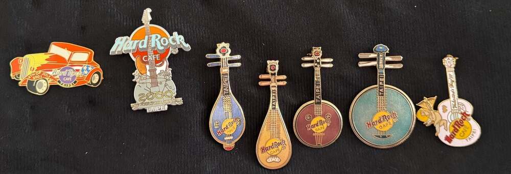 Vintage Hard Rock Cafe Taipei Pin Lot of 7